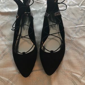 Black Snakeskin Flats